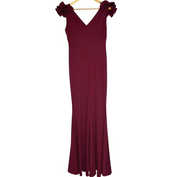 Amazon Women's L Ruffled Cap Sleeve Maxi Dress Maroon Red Maxi‎ Eveningwear - Picture 3 of 7